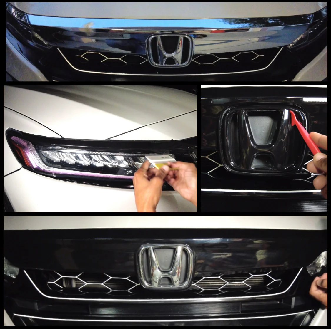2018-2020 HONDA ACCORD GLOSS BLACK GRILL OVERLAY CHROME DELETE