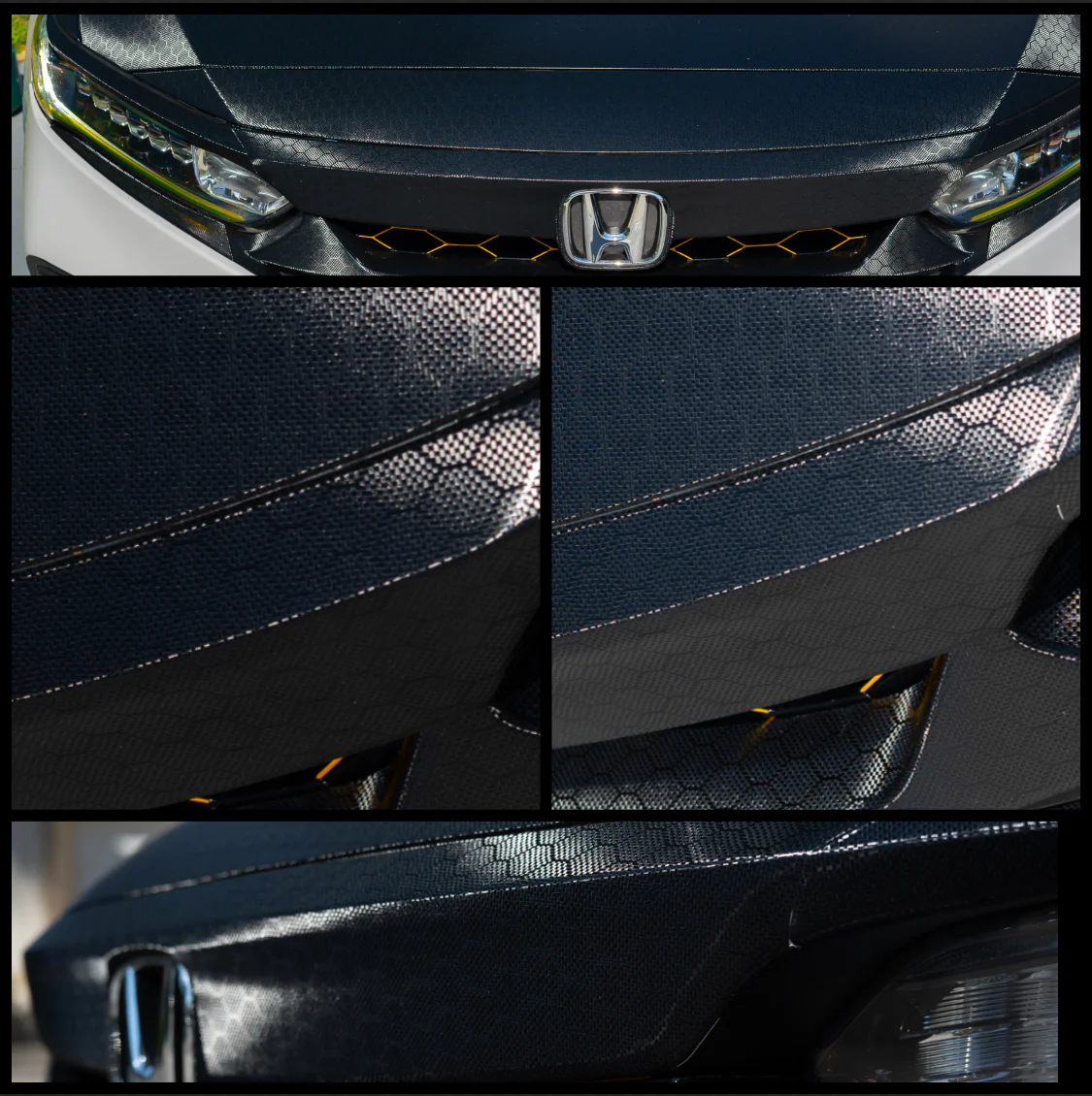2018-2020 HONDA ACCORD V2 HEX CARBON FIBER GRILL OVERLAY CHROME DELETE