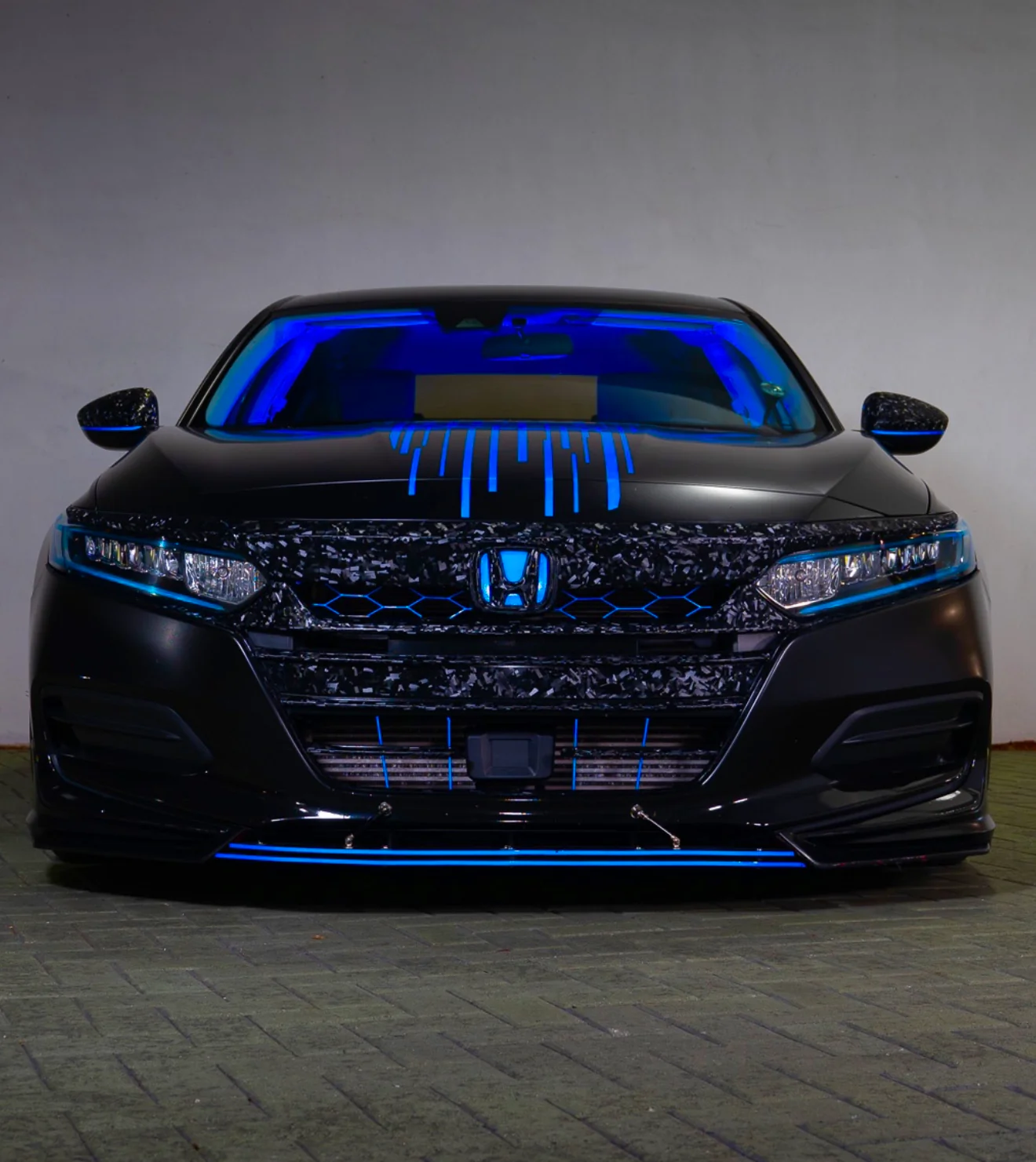 2021-2022 HONDA ACCORD FORGED CARBON FIBER OVERLAY CHROME DELETE GRILL COMPLETE - Image 13