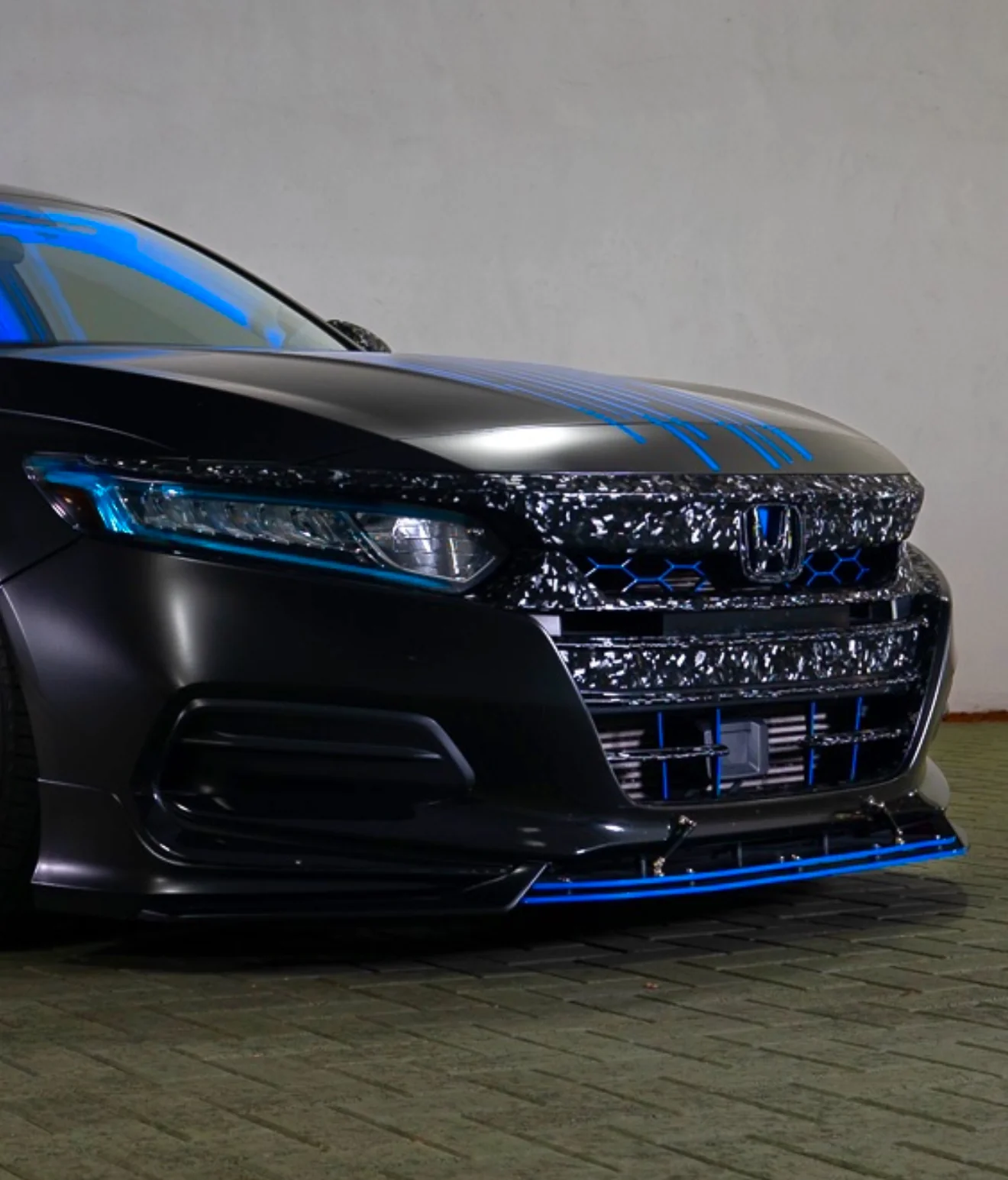 2021-2022 HONDA ACCORD FORGED CARBON FIBER OVERLAY CHROME DELETE GRILL COMPLETE - Image 14