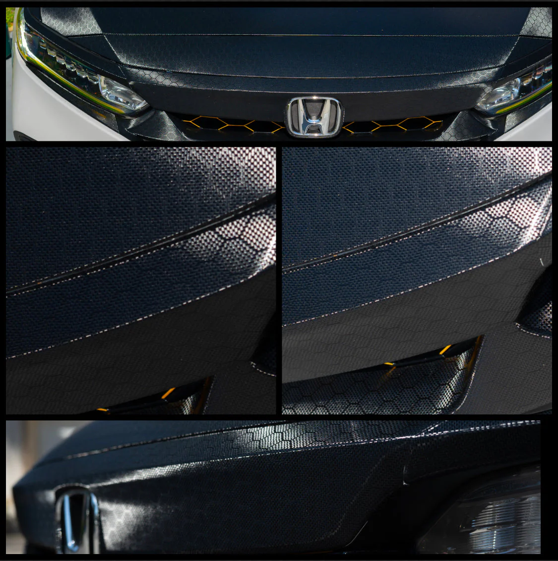 2021-2022 HONDA ACCORD V2 HEX CARBON FIBER GRILL OVERLAY CHROME DELETE