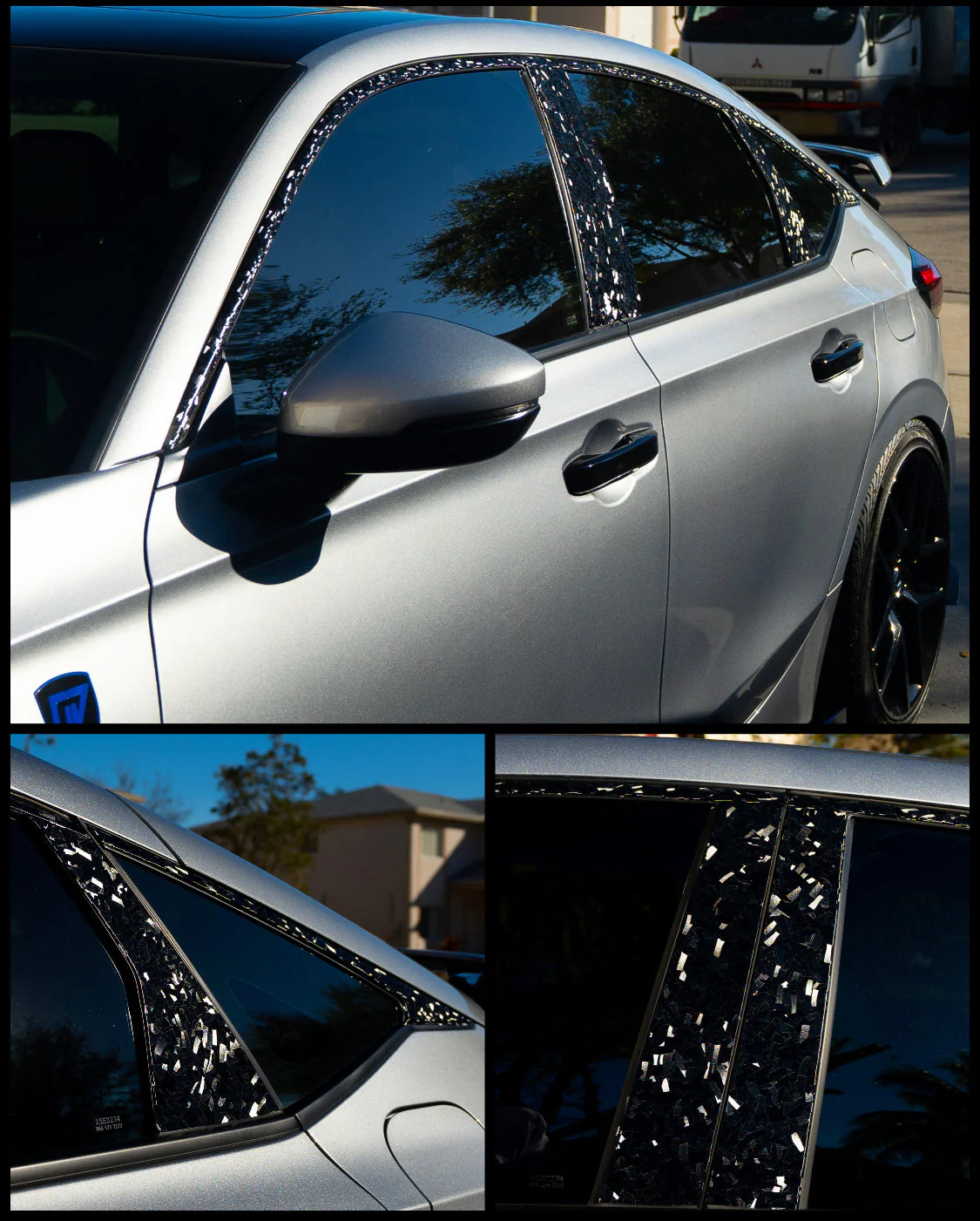 2022-2026 HONDA CIVIC SEDAN PILLARS & WINDOW CHROME DELETE COMPLETE - Image 2